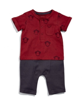 Mamas Papas Monkey Mock Romper - Mamas & Papas