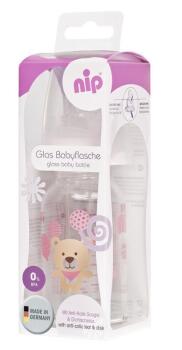 Nip Wide Neck Bottle 125 ml Antikolik Cam Biberon Kız - Nip